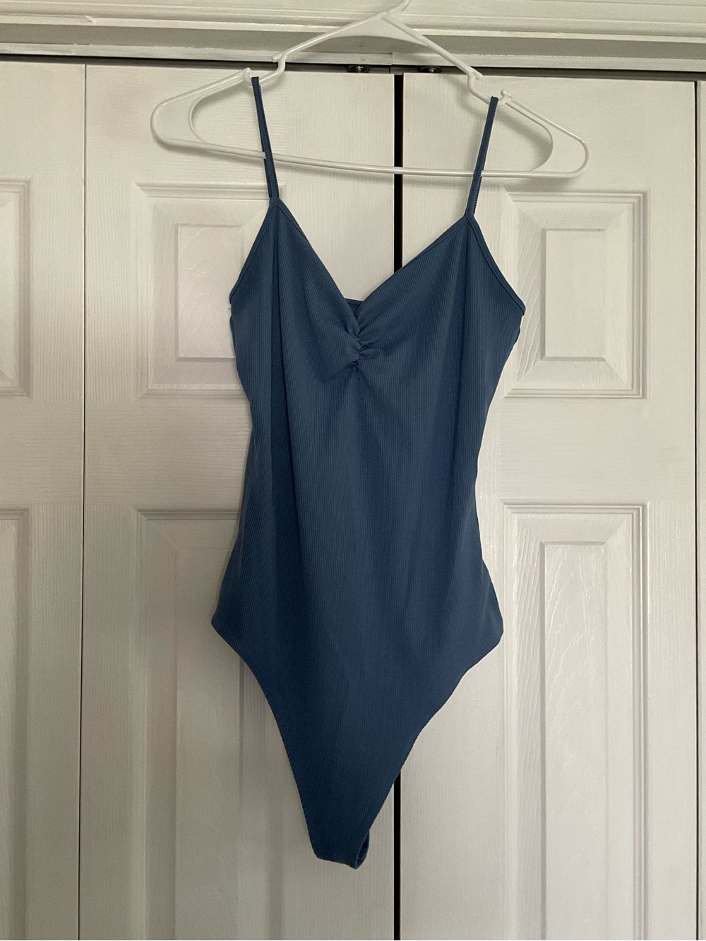Women’s Blue Ribbed Bodysuit
